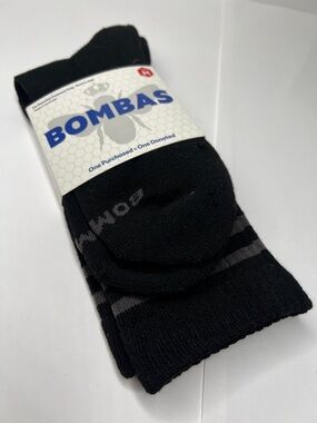 Bombas Sz M Unisex Black Calf Crew Socks New with Tags
